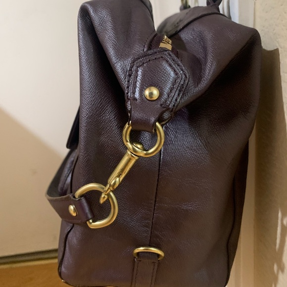 Coach Campbell Turnlock Leather Large Satchel Bag in Pearlized Plum - Picture 4 of 11